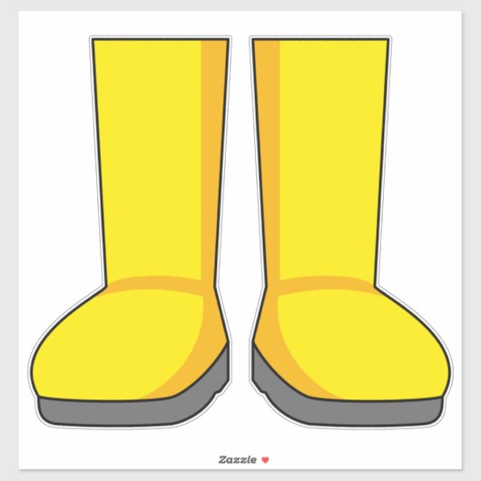 Gele Rubber Regen Laarzen Sticker (Vel)