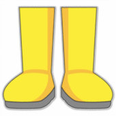 Gele Rubber Regen Laarzen Sticker (Voorkant)