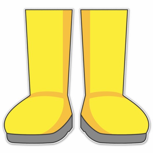 Gele Rubber Regen Laarzen Sticker (Voorkant)