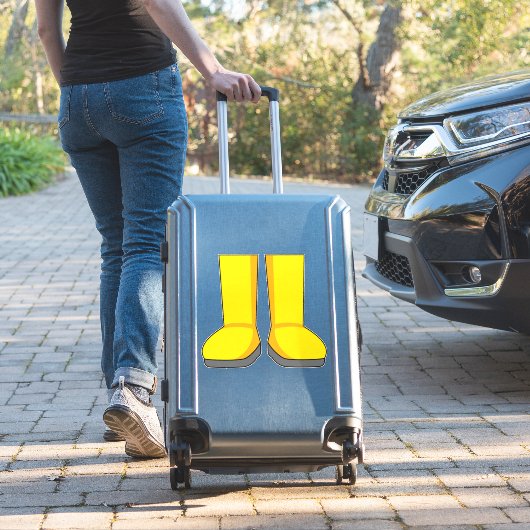 Gele Rubber Regen Laarzen Sticker (Koffer Insitu)