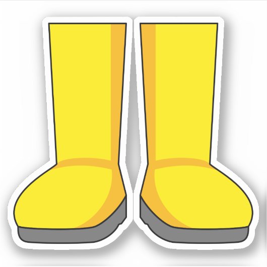Gele Rubber Regen Laarzen Sticker (Voorkant)