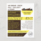 Gele rubber Skip Design, Skip/Dumpster Company Flyer (Voorkant)