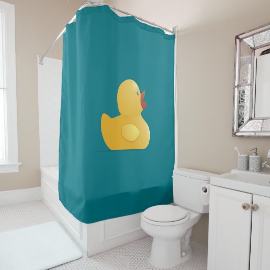 Gele rubberduck douchegordijn (In situ)