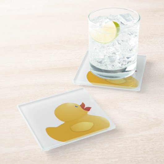 Gele Rubberduck Glazen Onderzetter (Schuin)