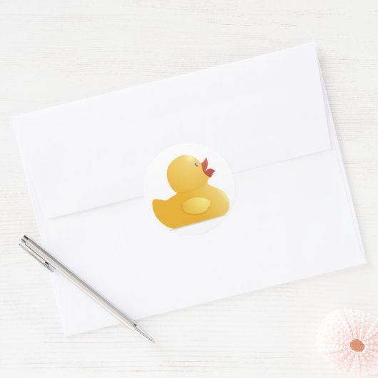 Gele rubberduck ronde sticker (Envelop)