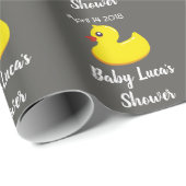 gele rubbereend - baby shower cadeaupapier (Rol Hoek)