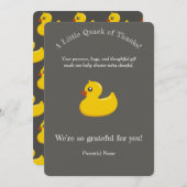 Gele rubbereend baby shower - Dank u wel Kaart (Voorkant / Achterkant)