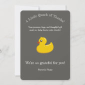 Gele rubbereend baby shower - Dank u wel Kaart (Voorkant)