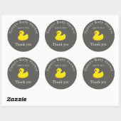 gele rubbereend - baby shower - karton ronde sticker (Vel)