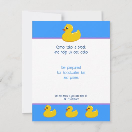 gele rubbereend kaart (Achterkant)