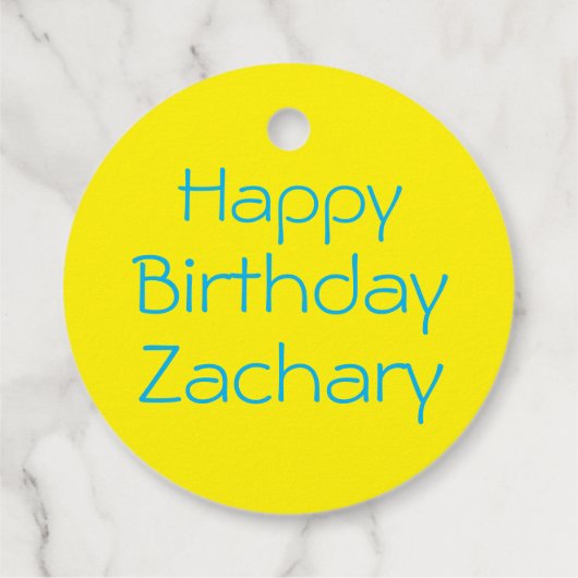 Gele Rubbereend op Blauw Gepersonaliseerd Bedankjes Labels (Achterkant)