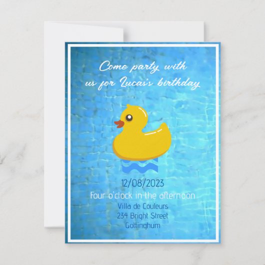 gele rubbereend - verjaardagscategorie kaart (Voorkant)