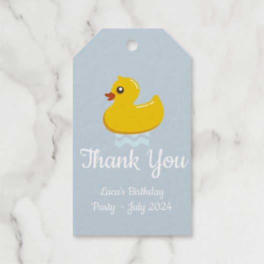 gele rubbereend - verjaardagsfeest - Dank u Cadeaulabels (Achterkant)