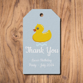 gele rubbereend - verjaardagsfeest - Dank u Cadeaulabels