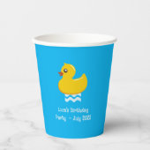 gele rubbereend - verjaardagsfeest papieren bekers (Voorkant)