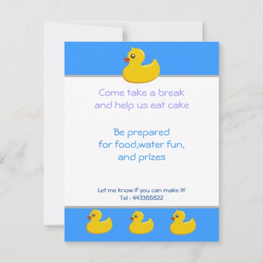 gele rubbereend verjaardagsfeestdag kaart (Achterkant)