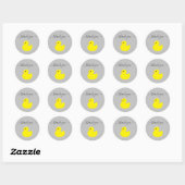 Gele rubberen eend bedankt ronde sticker (Vel)