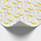Gele rubberen eend en bubbels cadeaupapier (Hoek)