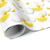 Gele rubberen eend en bubbels cadeaupapier (Rol Hoek)