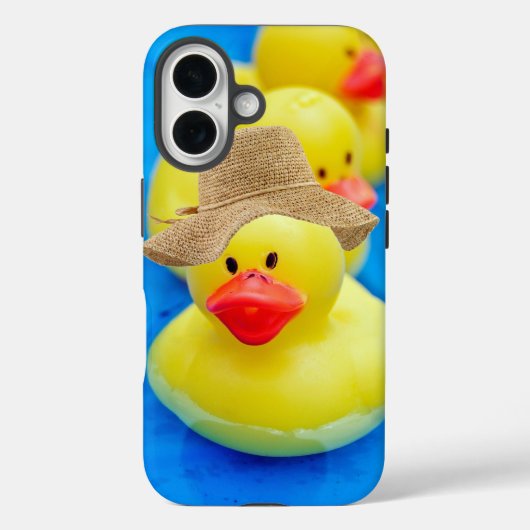 Gele rubberen eend met zomerse Pet Case-Mate iPhone Case (Achterkant)