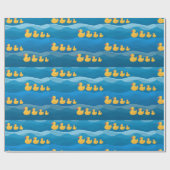 gele rubberen eend op golven cadeaupapier (Vlak)