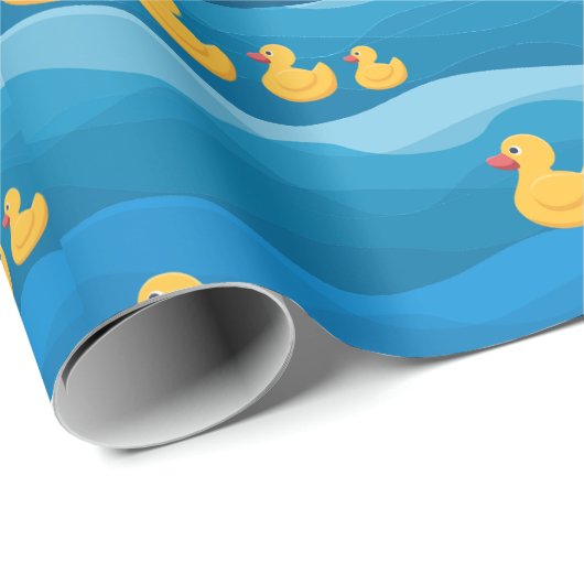 gele rubberen eend op golven cadeaupapier (Rol Hoek)