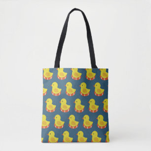 Gele rubberen eend, schattig, naadloos patroon. tote bag