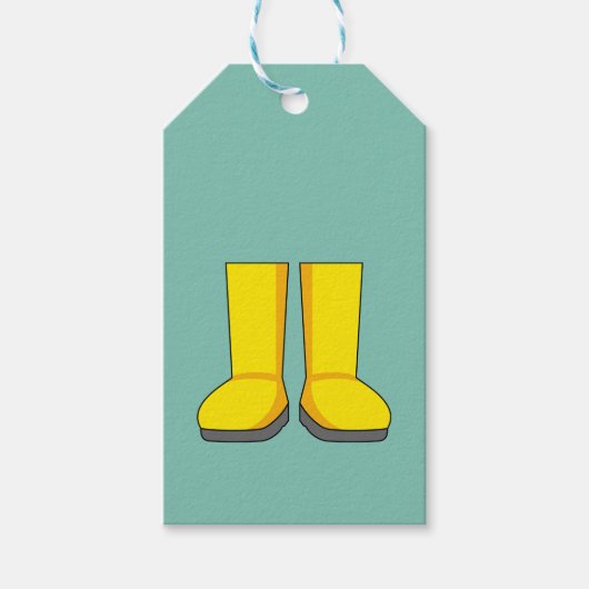 Gele rubberen regenlaarzen cadeaulabel (Voorkant)