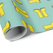 Gele rubberen regenlaarzen cadeaupapier (Rol Hoek)