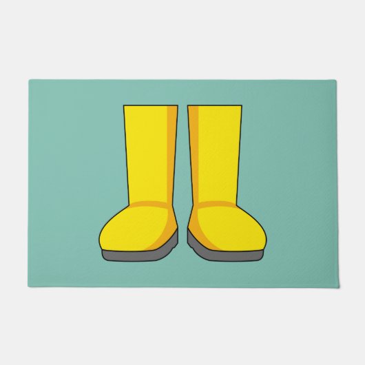 Gele rubberen regenlaarzen deurmat (Voorkant)