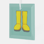 Gele rubberen regenlaarzen glas ornament (Voorkant links)