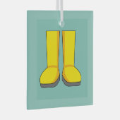 Gele rubberen regenlaarzen glas ornament (Voorkant Rechts)