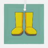 Gele rubberen regenlaarzen glas ornament (Achterkant)