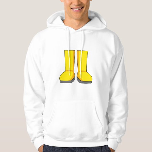 Gele rubberen regenlaarzen hoodie (Voorkant)