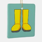 Gele rubberen regenlaarzen keramisch ornament (Rechts)
