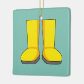 Gele rubberen regenlaarzen keramisch ornament (Links)