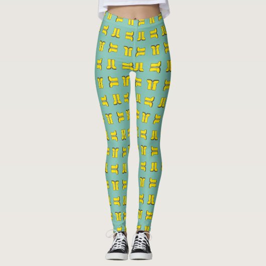 Gele rubberen regenlaarzen leggings (Voorkant)