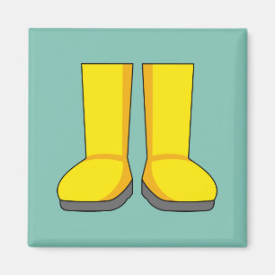 Gele rubberen regenlaarzen magneet