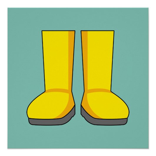 Gele rubberen regenlaarzen perfect poster (Voorkant)