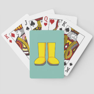Gele rubberen regenlaarzen pokerkaarten
