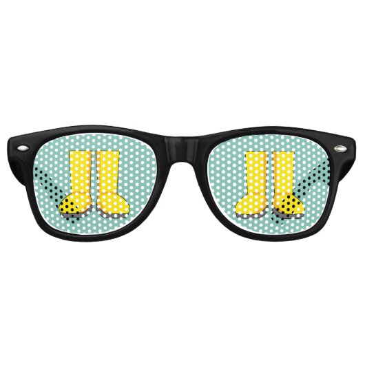 Gele rubberen regenlaarzen retro zonnebril (Voorkant)