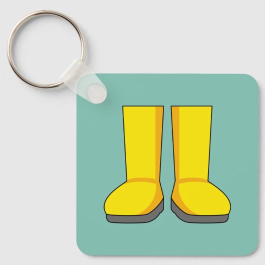 Gele rubberen regenlaarzen sleutelhanger (Voorkant)