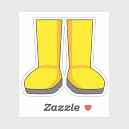 Gele rubberen regenlaarzen sticker