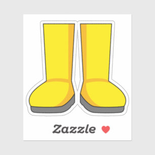 Gele rubberen regenlaarzen sticker