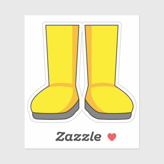 Gele rubberen regenlaarzen sticker (Vel)