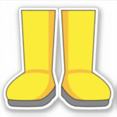 Gele rubberen regenlaarzen sticker (Voorkant)
