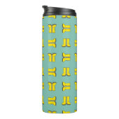 Gele rubberen regenlaarzen thermosbeker (Geroteerd rechts)
