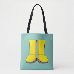 Gele rubberen regenlaarzen tote bag