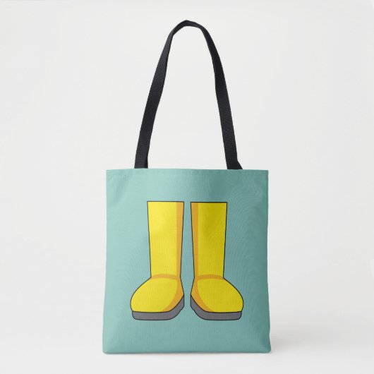 Gele rubberen regenlaarzen tote bag (Voorkant)