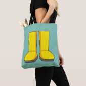 Gele rubberen regenlaarzen tote bag (Dichtbij)